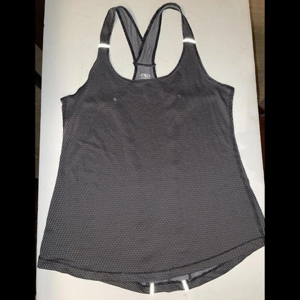 Athletic works Womens Racerback Tank Top gray‎ diamonds pixels S